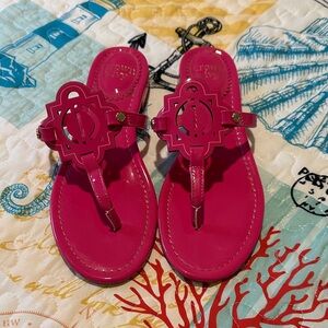 Pink Sandals with Logo Design by Crown and Ivy